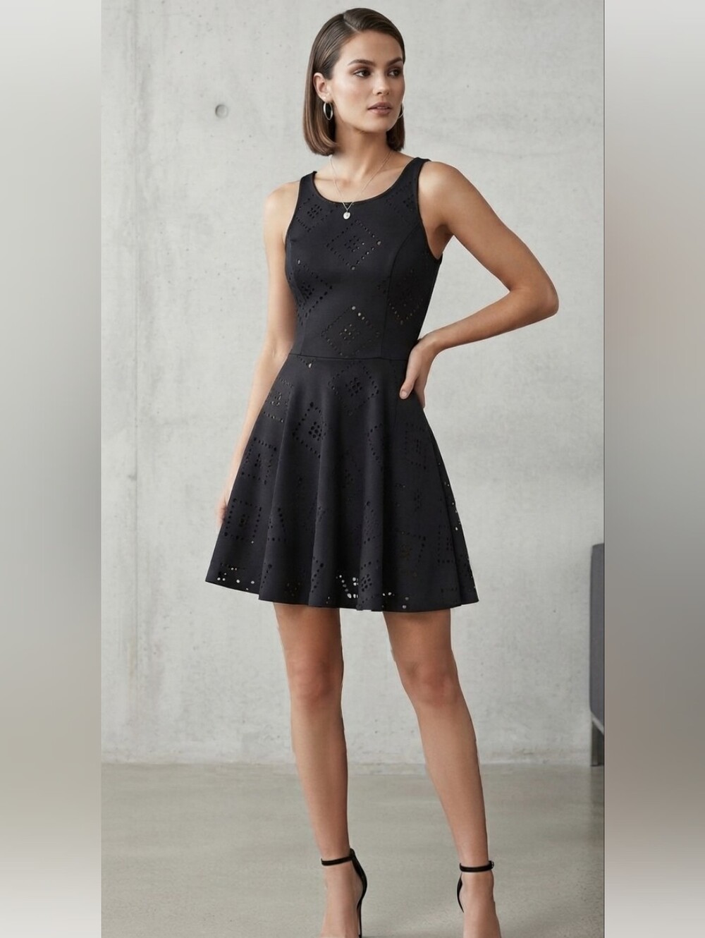 Material girl sleeveless cur out designed black dress sz M
